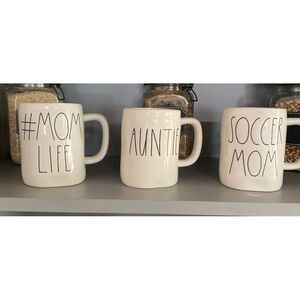 RAE DUNN set of 3 mugs Auntie , #Mom Life,  Soccer‎ Mom